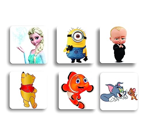 THE INDI - MELA Cartoon Characters Acrylic Fridge Magnet (Set of 6) |FM003|