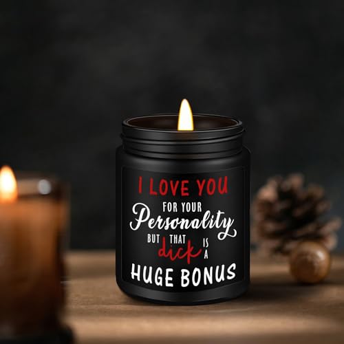 Valentines Day Gifts for Boyfriend from Girlfriend Love Candle Funny Gifts for Husband from Wife - 7 Oz Lavender Scented Soy Canle - Romantic Birthday Anniversary Presents for Him Men