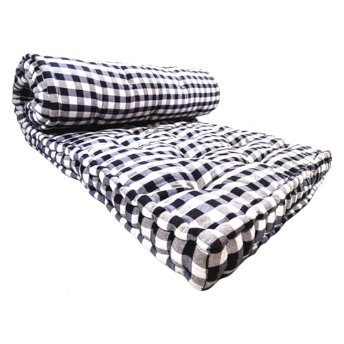 IMSMARTMART 4 Inch Check 4 inch Single Cotton MattressBreathable, Comfort and Support, Durable, Seasons, Ideal for Sensitive Skin (L x W: 34 inch x 72 inch)