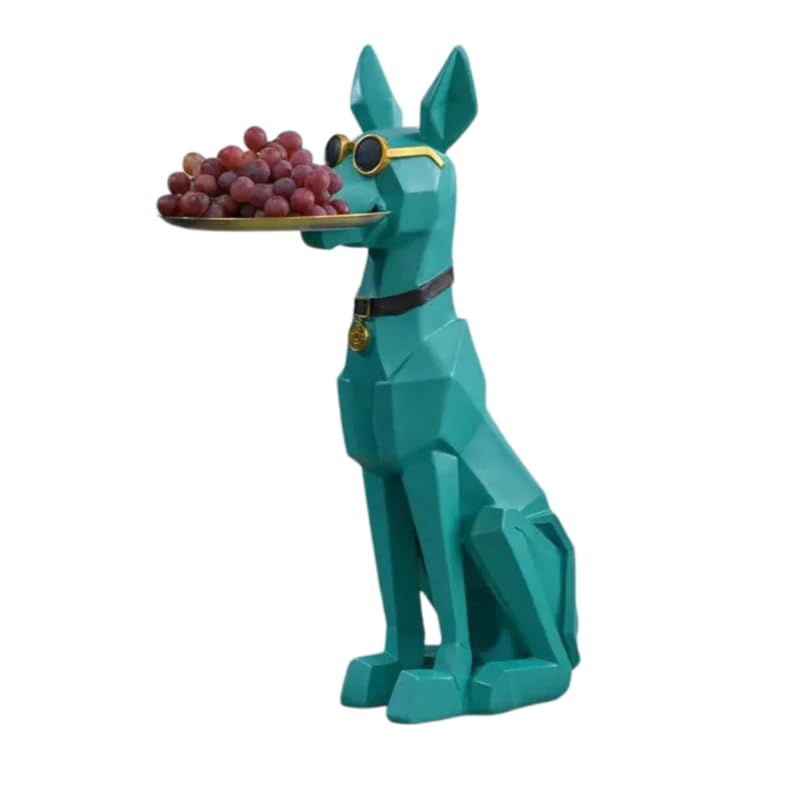 Modern Geometric Doberman Dog Statue with Ashtray, 77 cm Decorative Resin Sculpture, Black and Gold