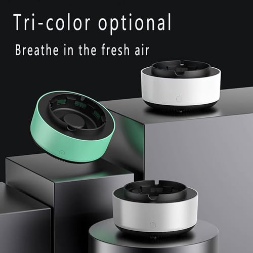 Sevia Portable Easy To Clean Ashtray Self-Extinguishing Ashtray Cigarette Ashtray with Spinning Tray Non-Slip Base Suitable for Home Office (Grey)