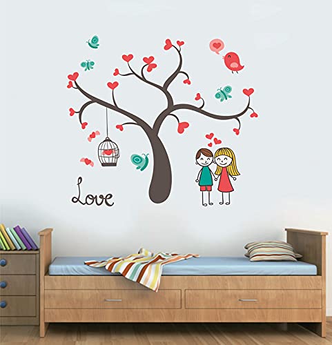 Sticker Cart™ Animated Couple Tree Wall Sticker for Living Room, Bed Room, Kide Room