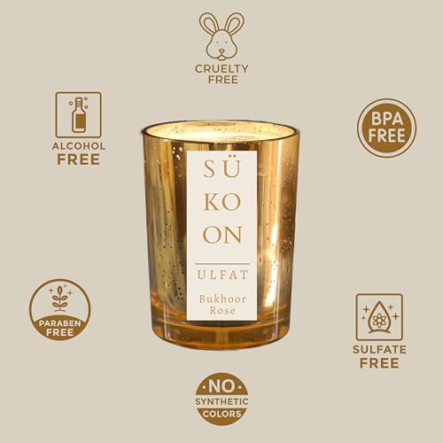 Sukoon Ulfat Bukhoor and Rose Scented Soy Wax Candle with Upto 40 Hr Burn Long Lasting Fragrance Candle Perfect for Home Décor (Pack of 1)