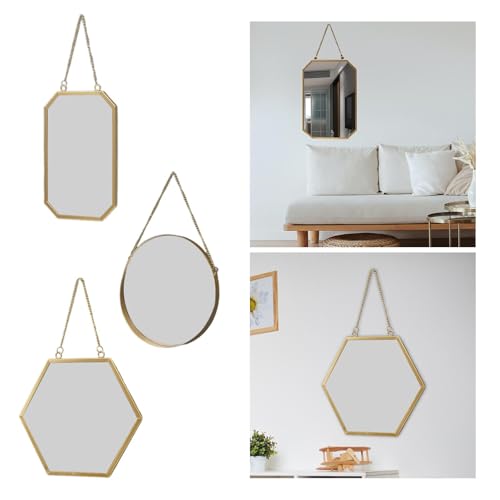 ATORSE® Wall Hanging Mirror Metal Frame Mirrors for Apartment Dressing Room Entryway 18cmx27cm Square