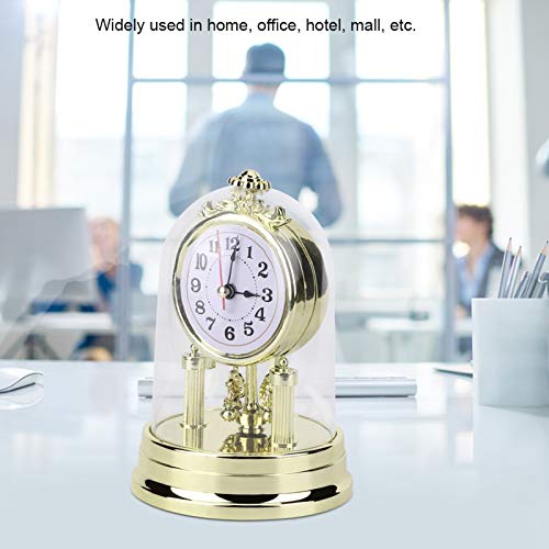 Desktop Clock, Lightweight Environmentally Friendly Non-Ticking Table Clock, Mall Hotel for Office Home(Golden)