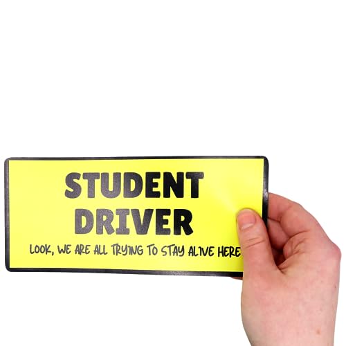 Student Driver Look We are All Trying to Stay Alive Here Magnet for Car, Funny Safety Sign for New Drivers, 8 Inches