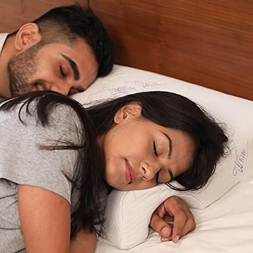 The White Willow Memory Foam Couple Hug Arm Hand Pressure Love Pillow for Sleeping for Husband & Wife Perfect (25.5" x 18"W x 4.5") White