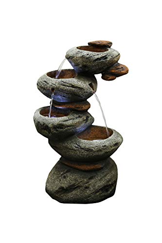 4-Tier Stone Fountain with 3 Cool White LED Lights