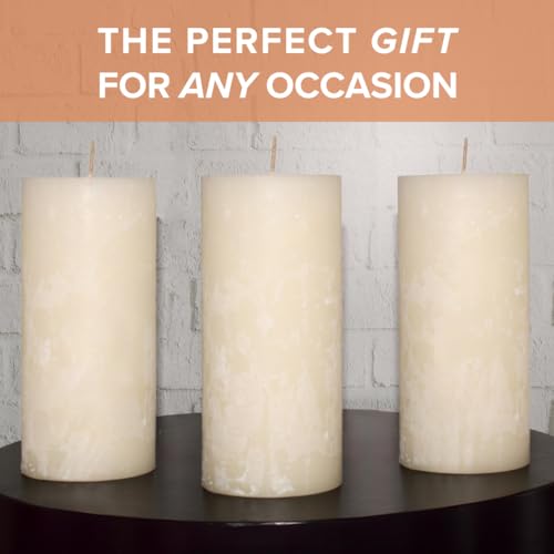 Simply Soson 3x6 Ivory Textured Pillar Scented Candles | Cinnamon Vanilla & Sugar - Vanilla Chai - Vanilla & Monk Fruit | Pillar Candle Set 3 | Scented Pillar Candles | Candles for Home Scented