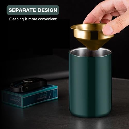 Blenzop Car Ash Tray Stainless Steel Ashtray, Green Windproof Ashtray with Funnel Lid, Car Ash Tray Table Ash Tray for Home Office