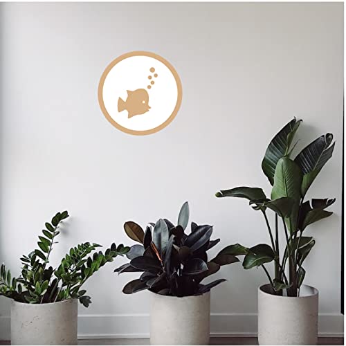 DOTME Cute Fish Wooden With Vinyl Sticker Decorative Design Wall Decor For Home Kids Bedroom Living Room Hall DIY Art 8 INCH (White)