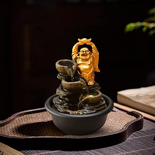 CALANDIS® Tabletop Water Fountain Buddha Statue for Office Farmhouse Birthday Gifts Fortune Buddha'