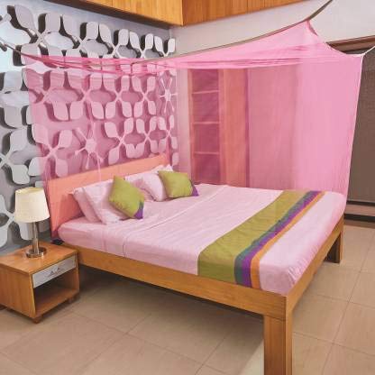 Divayanshi Mosquito Net for King Size Double Bed Polycotton (Pink, 6.5x6.5)