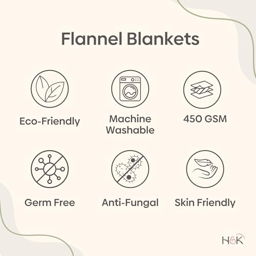 haus & kinder Reversible Flannel Extra Warm AC Blanket Double Bed-Machine Washable Double Blanket for All Season | Anti Fungle Soft Blanket Double Bed | 1Pc | 450 GSM, 220 X 230CM, Grey, Grey Stripe