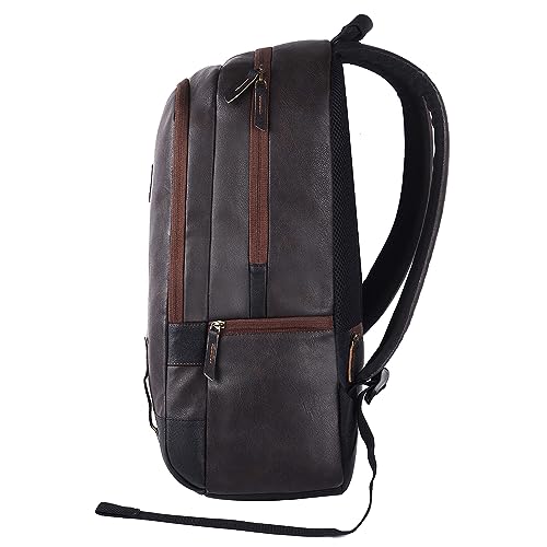 Gear Classic 20L Small Faux Leather Water Resistant Anti Theft Laptop Backpack/Office Backpack for Men/Women - Brown