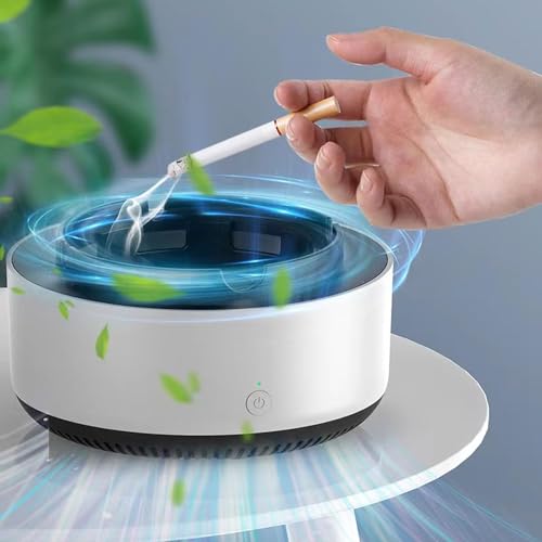 Sevia Tabletop Smokeless Cigarette Ashtray Cigarette Holder Case 2 in 1 Air Purifier Multifunctional Smokeless Ashtray with Filter (White)