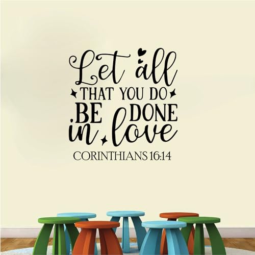 VVWV Let All That You Do Bible Quotes Wall Sticker for Home Bedroom Hall Living Room Wall L x H 53 cm x 55 cm