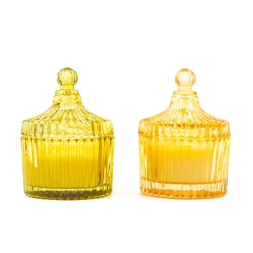 THE REMEDIAL STORE Diamond Crystal Jar Candle | Soy Wax | Premium Scented Candles | Luxury Decorative Scented Candles for Home | Burning Time 6 to 8 Hours | Weight- 60Gms (Pack of 2) (Yellow & Gold)