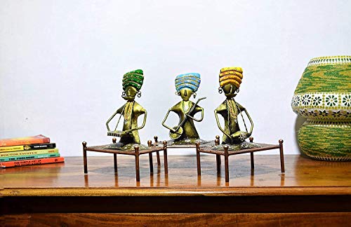 DECORE BASKET Mooch Sitting Musicians Set of 3 Table Decor (07 * 4.5 * 12 in)