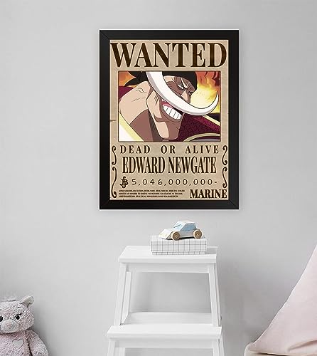 GADGETS WRAP Printed Photo Frame Matte Painting for Home Office Studio Living Room Decoration (11x17inch Black Framed) - Whitebeard Wanted Poster