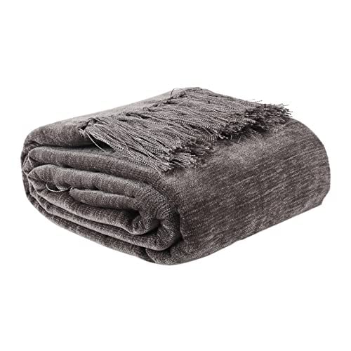 Stitch weave Chenielle Super Soft Sofa Throw - 50 x 60 Inches, Grey