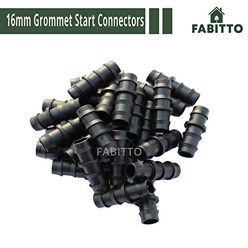 FABITTO 16mm Drip Irrigation Pipe Rubber Grommet Start Connectors Garden Watering take up for Hose Pipe Set of 50.