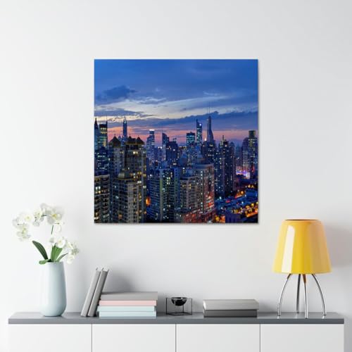 GADGETS WRAP Canvas Gallery Wrap Framed for Home Office Studio Living Room Decoration (17x17inch) - Shanghai City