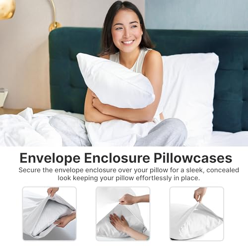 Extra Deep Pocket Cal King Sheets - 4 Piece Breathable & Cooling Bed Sheets - Hotel Luxury Bed Sheet Set - Soft, Wrinkle Free & Comfy - Easily Fits Extra Deep Mattresses - Deep Pocket White Sheets Set