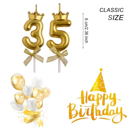 AOOLADA 35th 53rd Birthday Candles, Gold 53 35 Year Old Cake Topper Number Birthday Candles, Birthday Party Decorations Gifts for Women Men