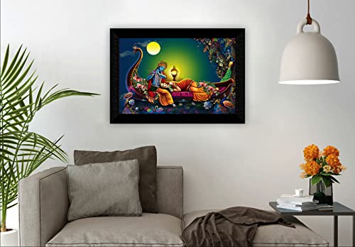 SAF Pack of 1 Radha krishna religious modern art wall painting with framed for living room 11 inch x 14 inch CANFM31323