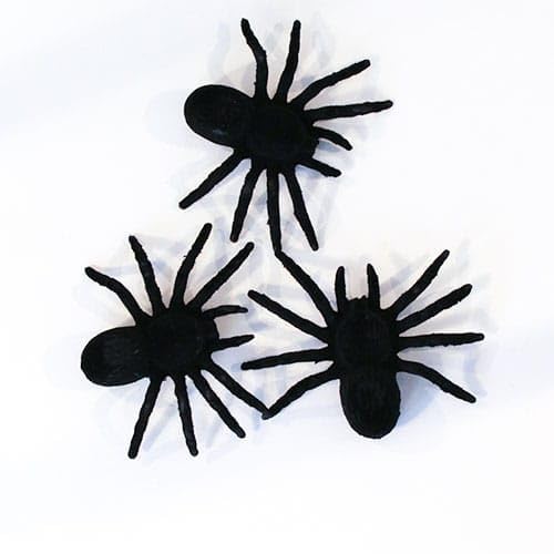PartyToko Fun Halloween Props Large Realistic Rubber Spider Fake Insect 4pcs 3inch Size Each Black