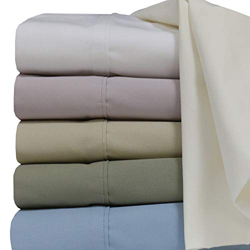 California King, Sage : Solid Sage Percale California King Size Sheet Set 100% Cotton (Deep Pocket) 300 Thread Count by Sheetsnthings