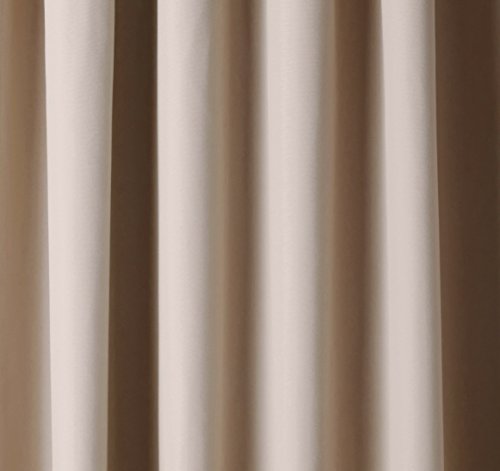 amazon basics Polyester Solid Room Darkening Blackout Curtain Set of 2 with Tie Backs - 245 GSM - (7 Feet - Door) 52' x 84', Taupe, Rod Pocket Curtains