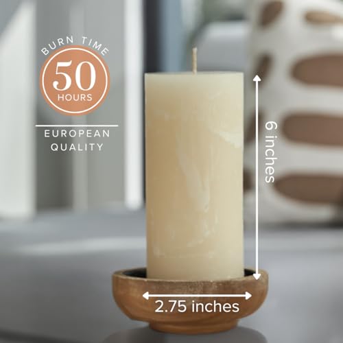 Simply Soson 3x6 Ivory Textured Pillar Scented Candles | Cinnamon Vanilla & Sugar - Vanilla Chai - Vanilla & Monk Fruit | Pillar Candle Set 3 | Scented Pillar Candles | Candles for Home Scented