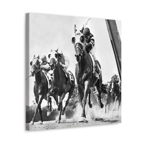 GADGETS WRAP Canvas Gallery Wrap Framed for Home Office Studio Living Room Decoration (17x17inch) - Horse Racing At Belmont Park