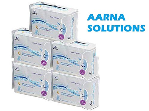 AIRIZ Active Oxygen And Negative Ion Soft-Cotton Sanitary Pads For Night Use (40 Pieces) - Pack Of 5