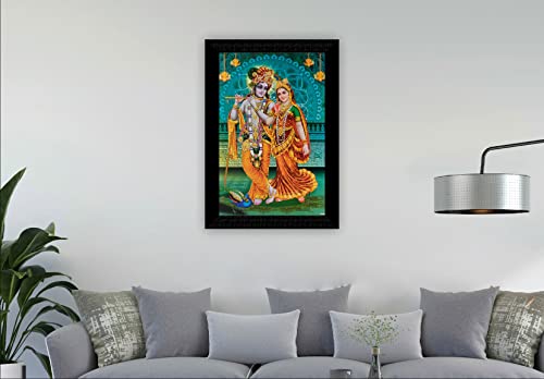 SAF Pack of 1 Radha krishna religious modern art wall painting with framed for living room 11 inch x 14 inch CANFM31295