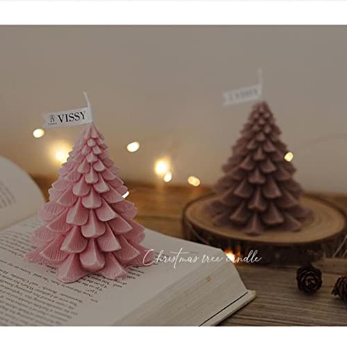 SAZ DEKOR Christmas Tree Wax Scented Candle Creative Curve Home Decor Prop Skin Pink