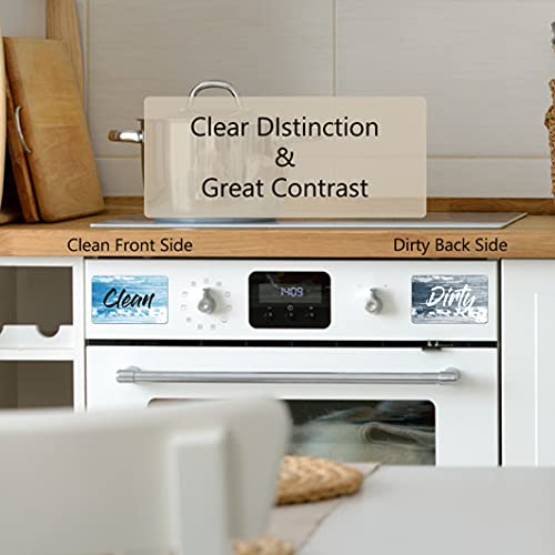 Umtiti Magnet, 1.5mm Thick Clean Dirty Sign Magnet for Dishwasher, Laundry Machine, Refrigerator, Reversible Kitchen Dish Washer Sign, Double Sided Magnet with Bonus Magnetic Plate, Wave