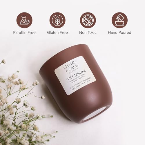 Charis & Cale Spicy Teacake Candle Jar - 150 Gm | Smokeless, Soot-Free & Non-Toxic Candles for Home Decor & Aromatherapy | Long Burning Time of 25+ Hours | Best for Gifting & Meditation