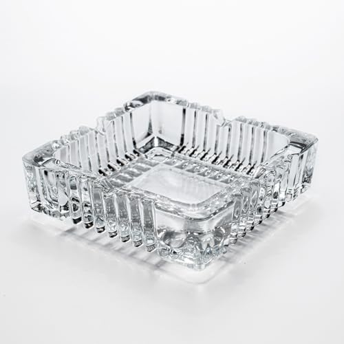 PIRU Square Heavy Glass Crystal Ashtray For Indoor, Ash Trays For Smoking For Home, Ashtray For Cigarette Stylish, Ashtray For Home, Car Ashtray, PACK-1