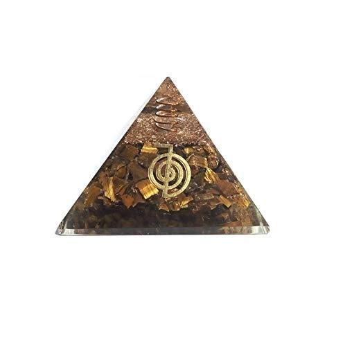 Tiger eye's Gemstone Orgone Pyramid Energy Generator Reiki Healing Chakra 70 mm