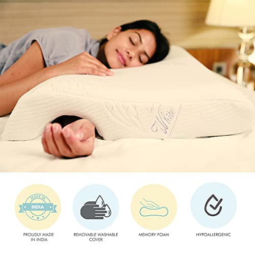 The White Willow Memory Foam Couple Hug Arm Hand Pressure Love Pillow for Sleeping for Husband & Wife Perfect (25.5" x 18"W x 4.5") White