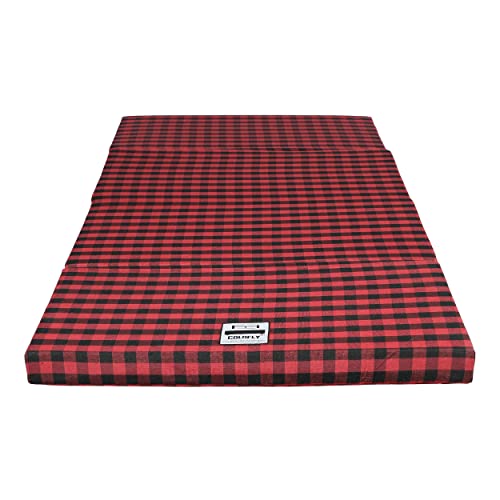 COLOFLY Dual Comfort Reversible | Foldable UHD Foam | Single Bed Mattress | 4 Fold Black-Red | (72x35x3)