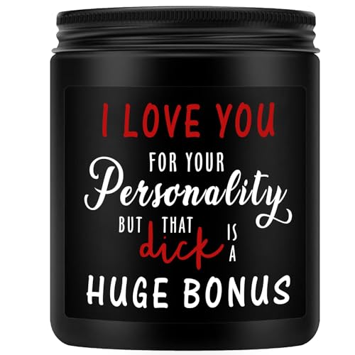 Valentines Day Gifts for Boyfriend from Girlfriend Love Candle Funny Gifts for Husband from Wife - 7 Oz Lavender Scented Soy Canle - Romantic Birthday Anniversary Presents for Him Men