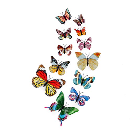 12PCS 3D Luminous Fridge Magnets Butterfly Glow in Dark Magnetic Home Room Decor DIY Wall Decoration