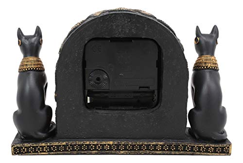 Ebros Ancient Egyptian Twin Goddess Bastet Cat Table Clock Statue 6.75" Long Gods of Egypt Collectible Decorative Clock with Roman Numerals and Eye of Horus Emblem