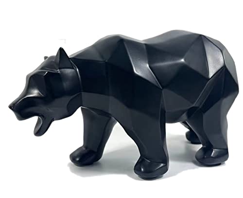 Abstract Sculptures Home Decor Animal Figurines Geometric Surface Statues (Black Bear)