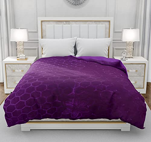 Mehlawat 500 TC Floral Embossed Mink Blanket for Single Bed Blanket | Ultrasoft & Lightweight Solid Ac Blanket for Winter & Mild Winter Sofa, Couch, Bedroom (Purple, Single - 85x56 Inch)