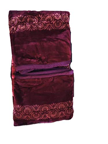 Signature Single Bed Blanket for high Warmth, Single-Layer, Dark RED-Color, Zippered Bag Packing, 300TC, 2 Free Hand Towels